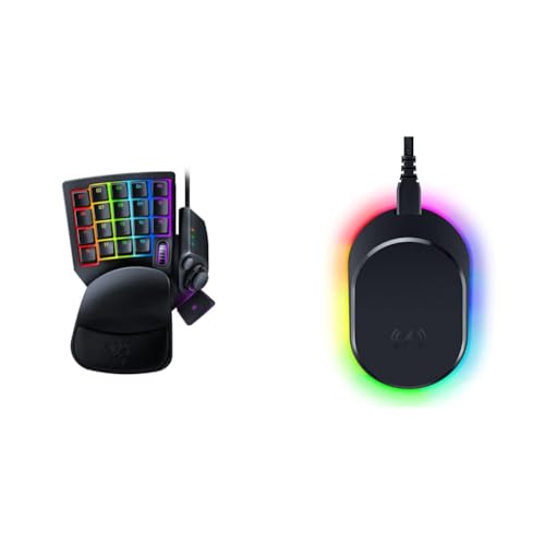 Razer Tartarus Pro - Gaming Keypad & Mouse Dock Pro & Charging Puck (Magnetische drahtlose Ladestation, Hyperspeed 8K Hz, 8 RGB Chroma Beleuchtung & Modul für kompatible Mäuse) Schwarz von Razer