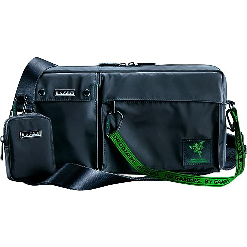 Razer Xanthus Crossbody Bag - passend für Kishi, Steam Deck, Nintendo Switch, wasserabweisendes Nylon, abnehmbare Mini-Tasche für Kopfhörer, 3 Außen- und 3 Innentaschen, abnehmbarer Schultergurt von Razer