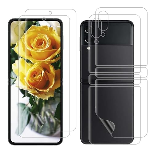 Rcokas Schutzfolie für Galaxy Z Flip 3 Panzerglasfolie Samsung Z Flip 3 Displayschutz, [2+2 Sets][Samsung Galaxy Z Flip 3][Soft TPU][HD Displayschutzfolie][Ultra-klar], Folie für Z Flip 3 Schutzfolie von Rcokas