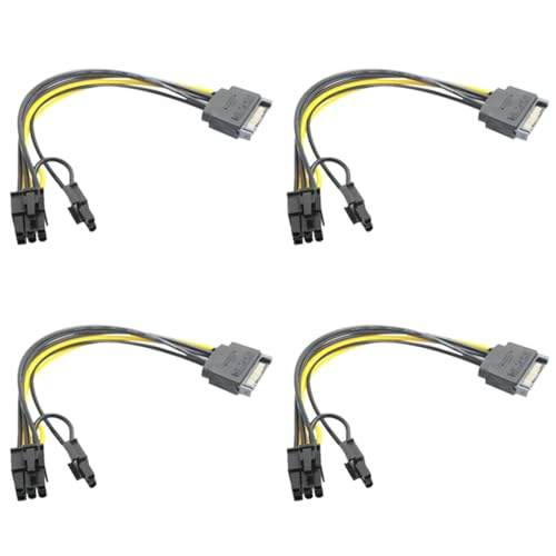 Rdjumpdjo 15Pin SATA Stecker auf 8-Pin (6 + 2) PCI-E Versorgung Kabel SATA Kabel 15-Pin Bis 8-Pin Kabel 18AWG Kabel für Grafik Karte (4 Stück) von Rdjumpdjo