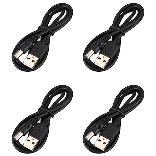 Rdjumpdjo 4X USB Kabel 5,5 mm / 2,1 mm 5 V DC-Hohlstecker-Stromkabel (Schwarz, 75 cm) von Rdjumpdjo