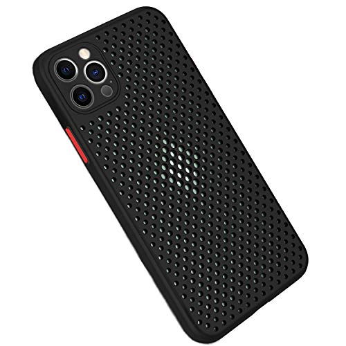 Rdyi6ba8 Atmungsaktive Hülle für iPhone 12 Pro Max, Ultra Dünn Weich TPU Silikon Wärmeableitung Handyhülle mit All Inclusive Kameraschutz Case für iPhone 12 Pro Max (Schwarz) von Rdyi6ba8