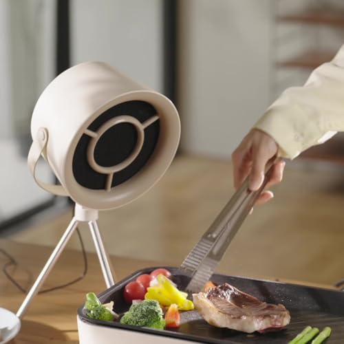 Desktop Dunstabzugshaube, USB Mini Haushalt Tragbare Dunstabzugshaube Hot Pot Grill Großer Saug Abluftventilator Einstellbare Geschwindigkeit für Zuhause Camping (Weiß) von ReachMall