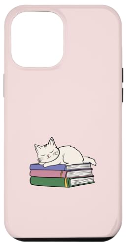 Hülle für iPhone 12 Pro Max Kätzchen schläft auf Büchern für Katzenmutter und Buchliebhaber von Reading Lover and Cat Mom Designs