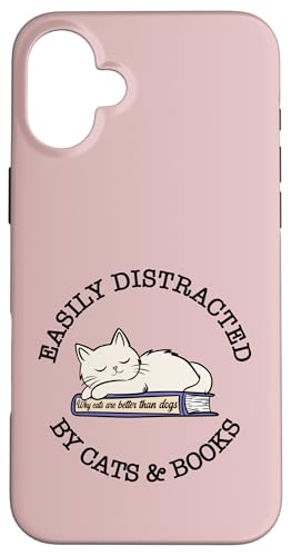 Hülle für iPhone 16 Plus Leicht abgelenkt von Katzen und Büchern – lustige Buchliebhaber-Katze von Reading Lover and Cat Mom Designs