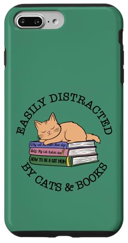 Hülle für iPhone 7 Plus/8 Plus Leicht abgelenkt von Katzen und Büchern – lustige Buchliebhaber-Katze von Reading Lover and Cat Mom Designs