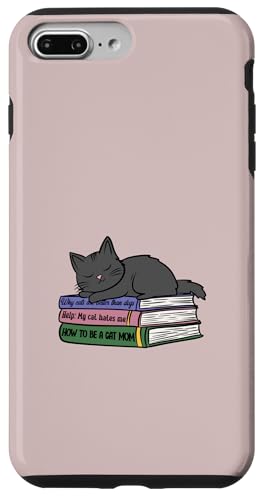 Hülle für iPhone 7 Plus/8 Plus Lustiges Kätzchen schläft auf Büchern für Katzenmutter und Buchliebhaber von Reading Lover and Cat Mom Designs