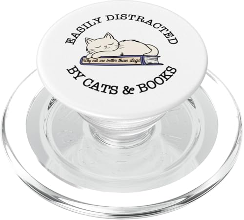 Leicht abgelenkt von Katzen und Büchern – lustige Buchliebhaber-Katze PopSockets PopGrip für MagSafe von Reading Lover and Cat Mom Designs