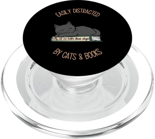 Leicht abgelenkt von Katzen und Büchern. Buchliebhaber Katze Mama PopSockets PopGrip für MagSafe von Reading Lover and Cat Mom Designs