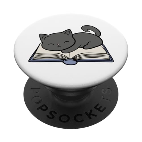 Lustiger Bücherwurm Katze Mama Kätzchen PopSockets Klebender PopGrip von Reading Lover and Cat Mom Designs