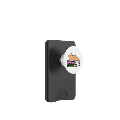 Lustiges Kätzchen schläft auf Büchern für Katzenmutter und Buchliebhaber PopSockets PopWallet für MagSafe von Reading Lover and Cat Mom Designs