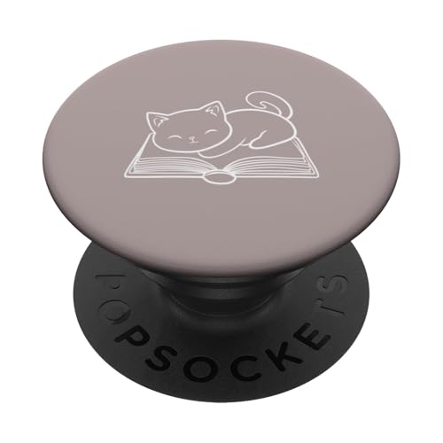 Niedliche Katze Mama Kätzchen Buchliebhaber Lesen Bücherwurm PopSockets Klebender PopGrip von Reading Lover and Cat Mom Designs