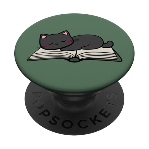 Niedliches Kätzchen, Katze, Mutter, Kätzchen, Buchliebhaber, Lesebibliothekar PopSockets Klebender PopGrip von Reading Lover and Cat Mom Designs