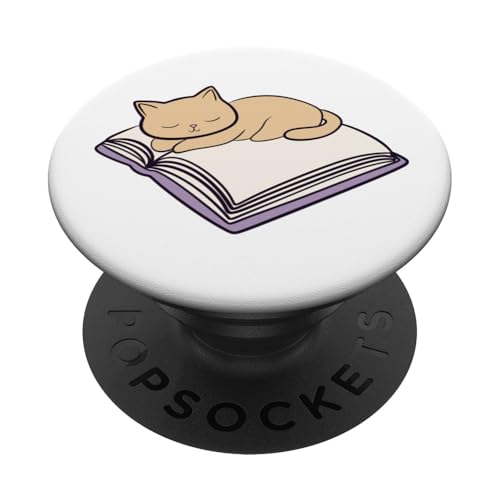 Niedliches Kätzchen, Katze, Mutter, Kätzchen, Buchliebhaber, Lesebibliothekar PopSockets Klebender PopGrip von Reading Lover and Cat Mom Designs