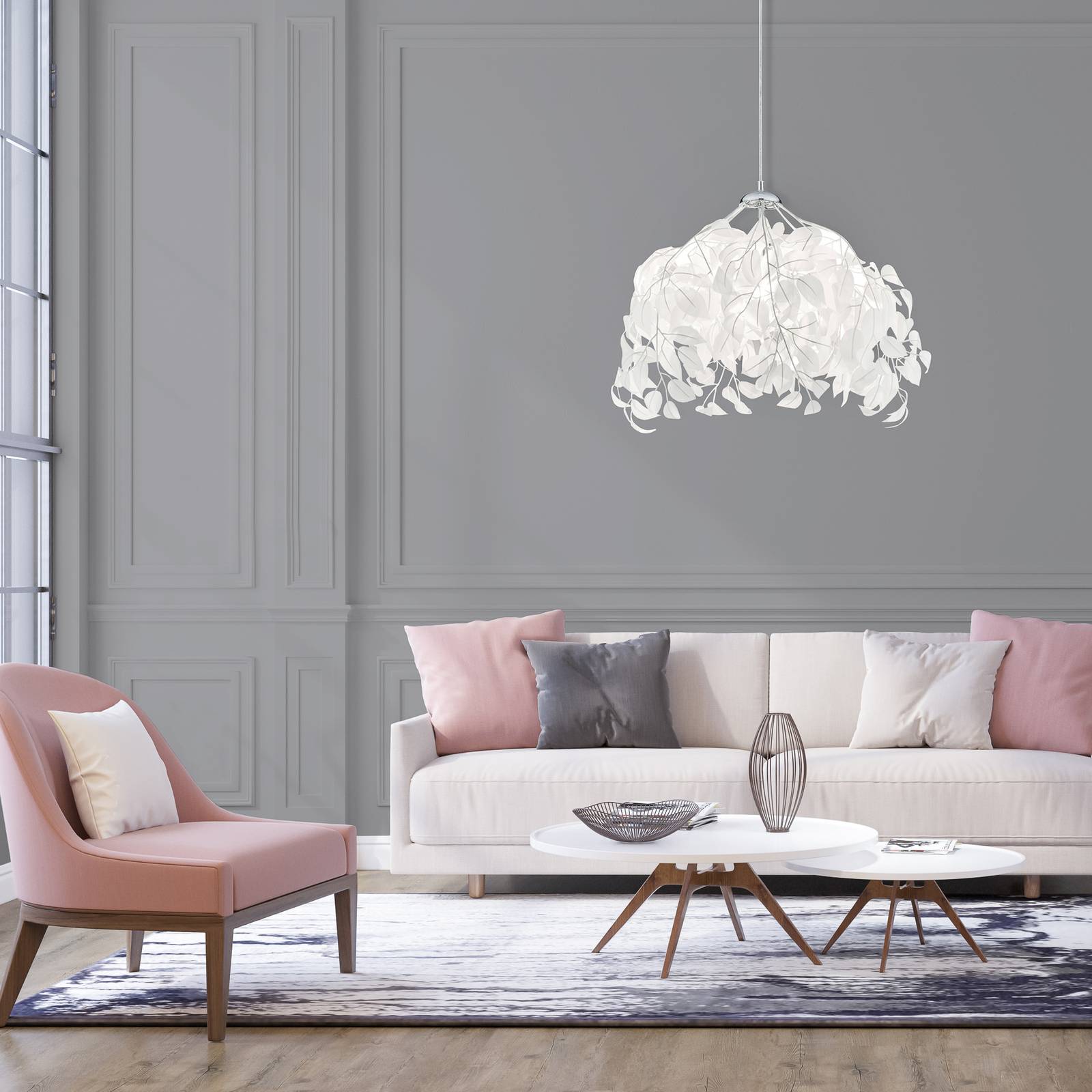 Pendellampe Leavy, chrom/weiß, Ø 38 cm, Kunststoff Pendellampe Leavy, chrom/weiß, Ø 38 cm, Kunststoff von Reality Leuchten