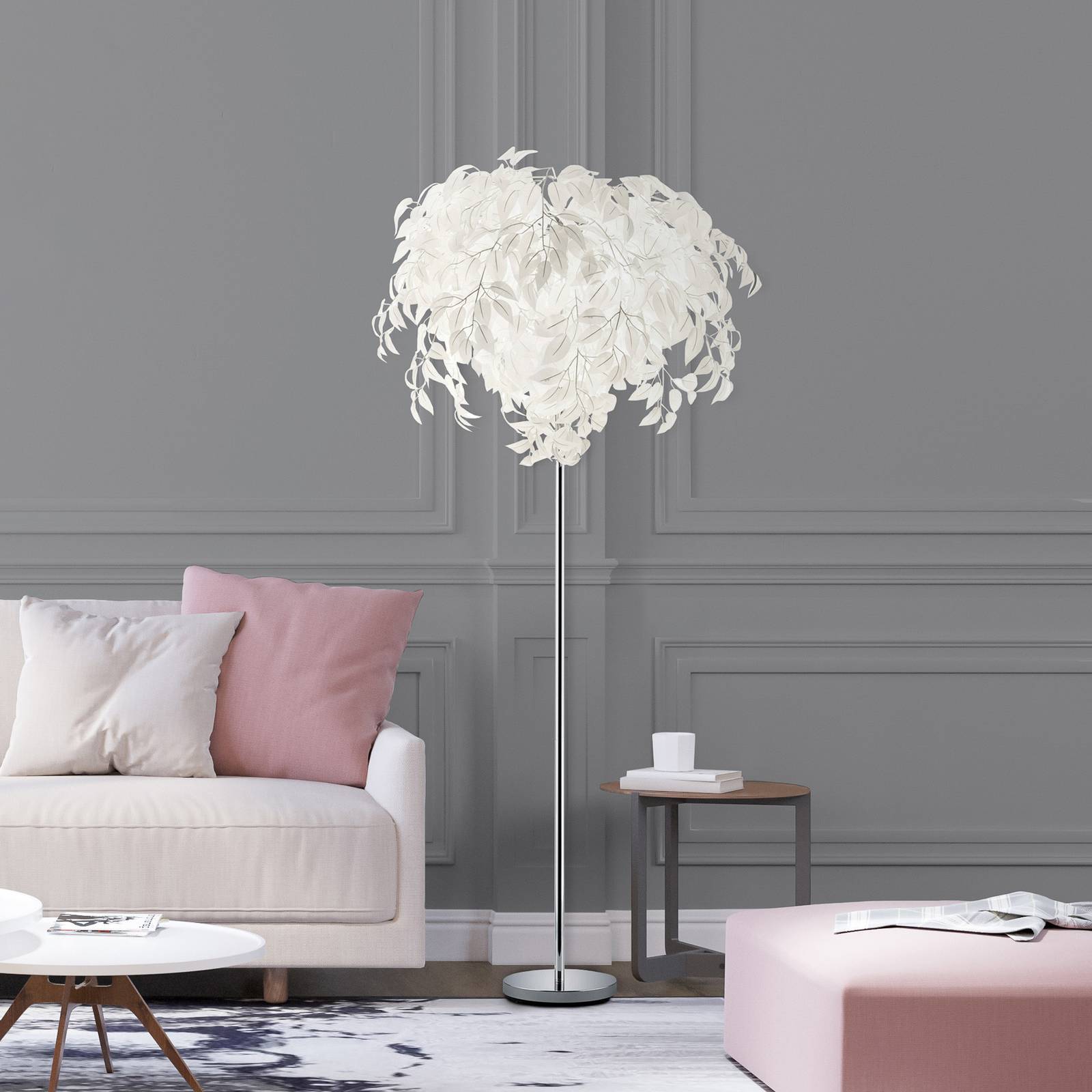 Stehlampe Leavy, Höhe 180 cm, chrom/weiß, Metall/Kunststoff Stehlampe Leavy, Höhe 180 cm, chrom/weiß, Metall/Kunststoff von Reality Leuchten