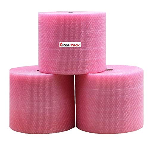 Realpack Luftpolsterfolie, recycelbar, antistatisch, umweltfreundlich, klein, 300 mm / 500 mm / 750 mm, Pink 750mm x 20m grün von Realpack