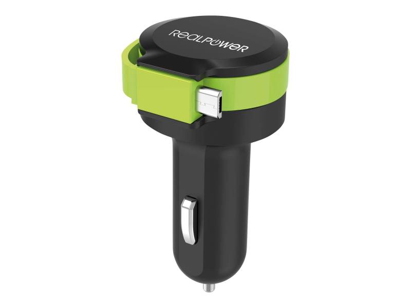 RealPower KFZ-Ladegerät Charger M 2400mA   1xUSB 1xMicro-USB von Realpower