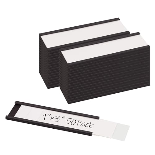 Realth Magnetische Etikettenhalter | 50 Stück C-Kanal Magnet -Etiketten | 25.4MM X 76.2MM | Beschreibbar Schmutzfrei Abnehmbar für Whiteboard Metall Hängeschränke und Schubladen(MLH1350) von Realth