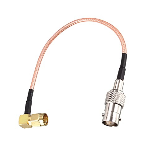 Rebower RG316 Koaxial Kabeln SMA Männlich Rechte Winkel bis BNC Buchse [für Video Signal Übertragung Äußere Antenna]- 0.5Ft/ 50 Ohm/Gold Ton/ 1Stk von Rebower