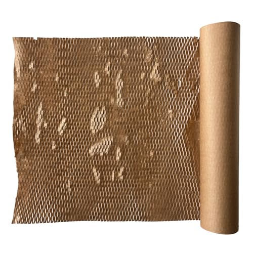 RECYCOOL Braunes Wabenpapierrolle 40 cm x 100 m | Luftpolsterfolie-Alternative für sicheren und nachhaltigen Versand, Verpackungspapier, Füllmaterial Verpackung, Polsterpapier, Recycelbare, 80 g von RecyCool