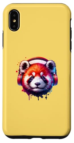 Hülle für iPhone XS Max Dj Red Panda with Headphones Cute Animals Disc Jockey Music von Red Panda Animal gifts for Men Woman and Kids