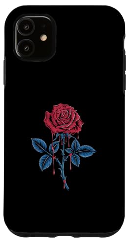 Hülle für iPhone 11 Rote schmelzende Rose, einzelne rote Rose, romantische Liebesblume von Red Rose Flower Romantic Love Gift For Her/Him