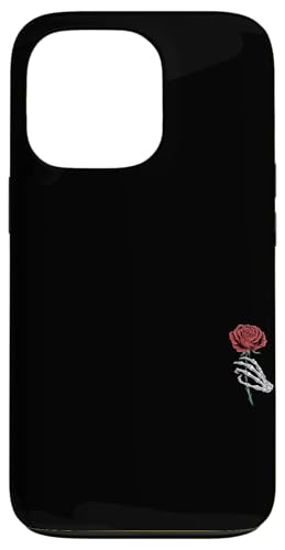 Hülle für iPhone 13 Pro Skelett Hand Rote Rose Blume Ästhetische rote Blume Valentinstag von Red Rose Flower Romantic Love Gift For Her/Him