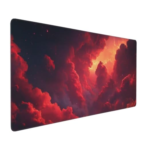 Mauspad Gaming XXL groß 900x400mm Stable Grip on Smooth Surfaces verbessert Präzision und Geschwindigkeit Wasserdicht und Rutschfestermibasis genähte Kanten,für PC Büro,Computer,Zuhause Rot N2542 von Redkl