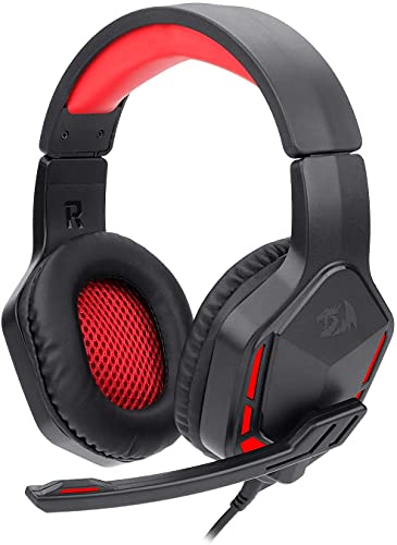 REDRAGON Gamer Themis (H220) Kopfhörer mit integriertem Mikrofon, Lautstärkeregler, Mikrofon und Hintergrundbeleuchtung, Rot von Redragon