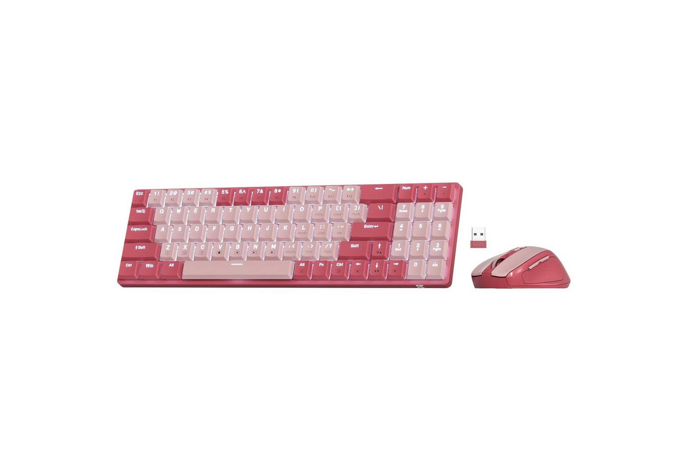 Redragon 75% 78 Tasten 2,4Ghz Low-Profile mit Hintergrundbeleuchtung 2400 DPI Tastatur- und Maus-Set, verstellbaren Tastaturfüße und die ergonomisch für maximalen Komfort von Redragon