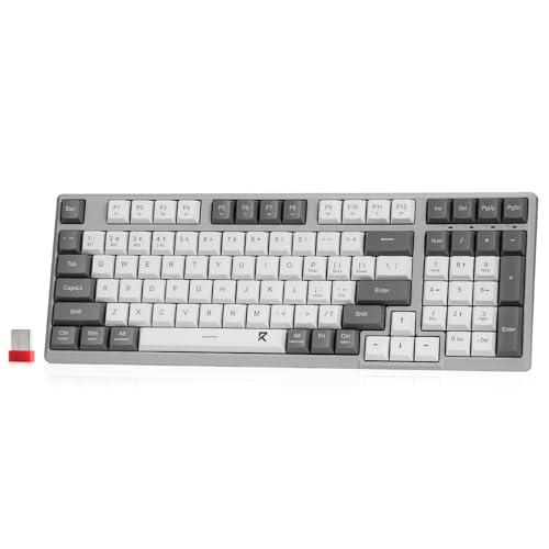 Redragon BK7114 Low-Profile Computer Tastatur, 98 Tasten Slim Office PC Scissors Mechanism Tastatur mit 2.4G BT Wireless Verbindung, taktiler leiser Tastenanschlag, farblich gemischte Tastenkappen von Redragon