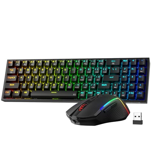 Redragon BS136 Gaming-Tastatur- und -Maus-Kombination, 75% K628 Tri-Mode-kabellose mechanische RGB-Tastatur und 8000-DPI-Gamer-Maus-Paket von Redragon