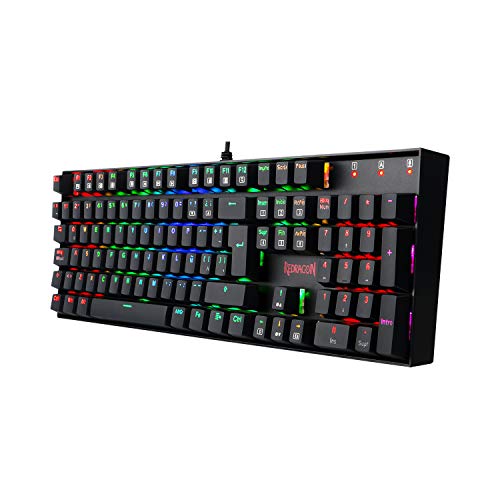 Redragon K551 Mitra, Mechanische Gaming-Tastatur, RGB, ABS- und Stahlkonstruktion, rote Schalter, spritzwassergeschützt, verstärktes Kabel, Windows-Software, spanische Verteilung – Schwarz von Redragon