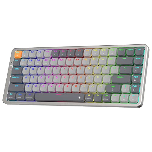 Redragon K652 75% RGB Mechanische Tastatur, Bluetooth/2,4ghz/kabelgebundener Tri-Modus 84 Tasten Gaming-Tastatur mit Aluminium-Plate, für Win/mac System & Low Profile Rote Schalter von Redragon