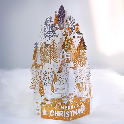 Regendeko 3D Weihnachtskarten Pop Up Karte Weihnachten Grußkarte zu Weihnachten Geschenk Weihnachtskarten mit Umschlag Set von Regendeko