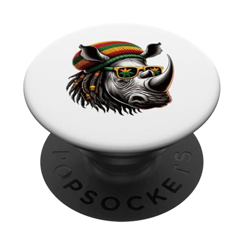 Entspannter Reggae-Kultur-Vibe, lebendiges Rasta Dreadlocks Rhino PopSockets mit austauschbarem PopGrip von Reggae Vibes Spirit.USA