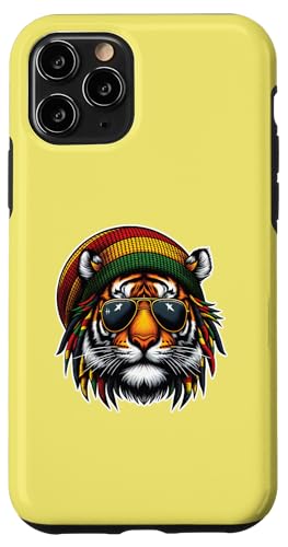 Hülle für iPhone 11 Pro Entspannter Reggae-Kultur-Vibe Rasta Dreadlocks Tiger mit Mütze von Reggae Vibes Spirit.USA
