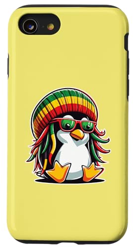 Hülle für iPhone SE (2020) / 7 / 8 Chill Reggae Vibe Cool Rasta Dreadlocks Pinguin in Beanie von Reggae Vibes Spirit.USA