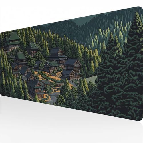 Mauspad Gaming Mousepad Wasserdicht Rutschfeste Gummiunterseite 1000x500x3mm Große Mousepad Langlebige Großer mit genähten Kanten Erweiterter Schreibtisch Schutz Für Home Office Berge und Felder C1528 von Reisvx