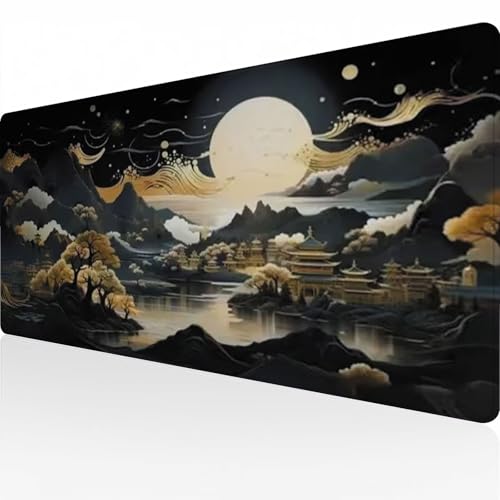 Mauspad Gaming Mousepad Wasserdicht rutschfeste Gummiunterseite Gummi 1200x600x3mm Große Mousepad Langlebige Großer mit genähten Kanten Erweiterter Schreibtisch Schutz Für Home Office Mondstadt C5467 von Reisvx