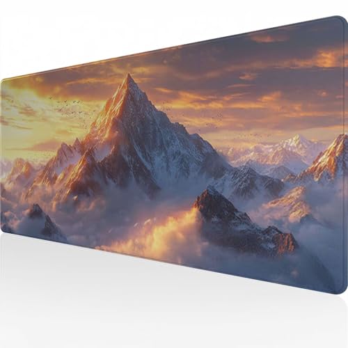 Mauspad Gaming Mousepad Wasserdicht rutschfeste Gummiunterseite Gummi 800x400x3mm Große Mousepad Langlebige Großer mit genähten Kanten Erweiterter Schreibtisch Schutz Für Home Office Gebirge C414 von Reisvx