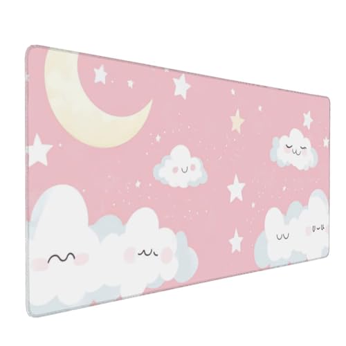 Mauspad XXL 1000x500mm Gaming Mauspad Große Mousepad XXL Wasserdicht Rutschfeste Verbessern Sie Geschwindigkeit und Genauigkeit Gummi Langlebige - Erweiterter Schreibtisch Schutz Wolke Mond A527 von Reisvx