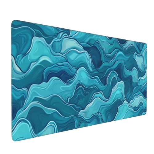 Mauspad XXL 1200x600mm Gaming Mauspad XXL Große Mousepad Wasserdicht rutschfeste Verbessern Sie Geschwindigkeit und Genauigkeit Gummi Langlebige - Erweiterter Schreibtisch Schutz Blaue Welle A2310 von Reisvx