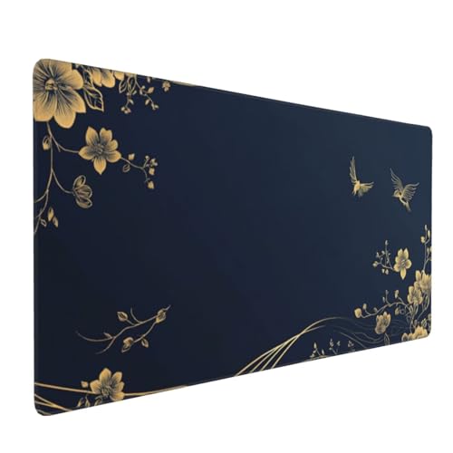 Mauspad XXL 1200x600mm Gaming Mauspad XXL Große Mousepad Wasserdicht rutschfeste Verbessern Sie Geschwindigkeit und Genauigkeit Gummi Langlebige - Erweiterter Schreibtisch Schutz Goldene Blume A1826 von Reisvx