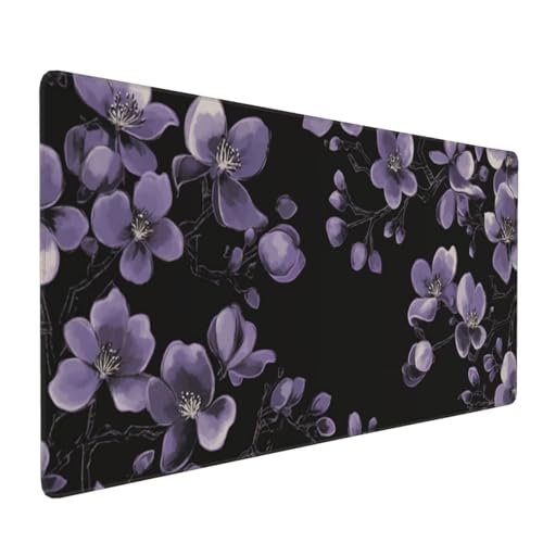 Mauspad XXL 1200x600mm Gaming Mauspad XXL Große Mousepad Wasserdicht rutschfeste Verbessern Sie Geschwindigkeit und Genauigkeit Gummi Langlebige - Erweiterter Schreibtisch Schutz Lila Blume A4433 von Reisvx