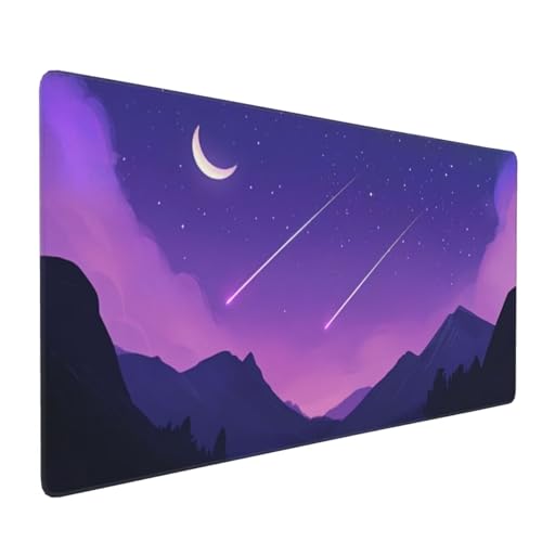 Mauspad XXL 700x400mm Gaming Mauspad XXL Große Mousepad Wasserdicht rutschfeste Verbessern Sie Geschwindigkeit Genauigkeit Gummi Langlebige - Erweiterter Schreibtisch Schutz, Lila Blatt Meteor A4251 von Reisvx