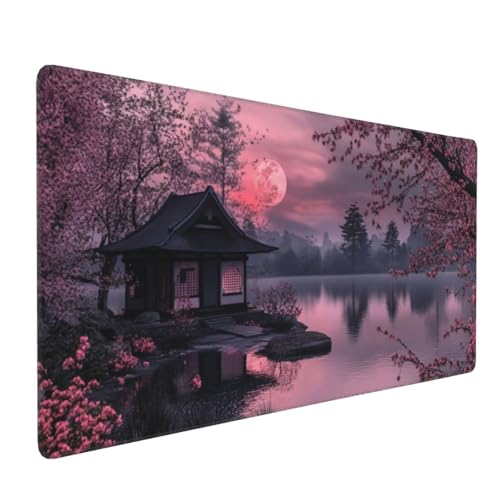 Mauspad XXL 800x400mm Gaming Mauspad XXL Große Mousepad Wasserdicht rutschfeste Verbessern Sie Geschwindigkeit und Genauigkeit Gummi Langlebige - Erweiterter Schreibtisch Schutz Flusspavillon A4242 von Reisvx