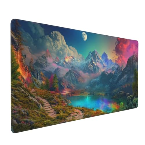 Mauspad XXL 900x300mm Gaming Mauspad XXL Große Mousepad Wasserdicht rutschfeste Verbessern Sie Geschwindigkeit und Genauigkeit Gummi Langlebige - Erweiterter Schreibtisch Schutz Berge Flüsse A5112 von Reisvx