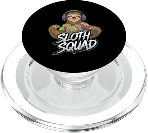 Groovy Tie-Dye Kopfhörer Faultier Squad Fun PopSockets PopGrip für MagSafe von Relaxed Sloth Squad Chill Vibes Collection